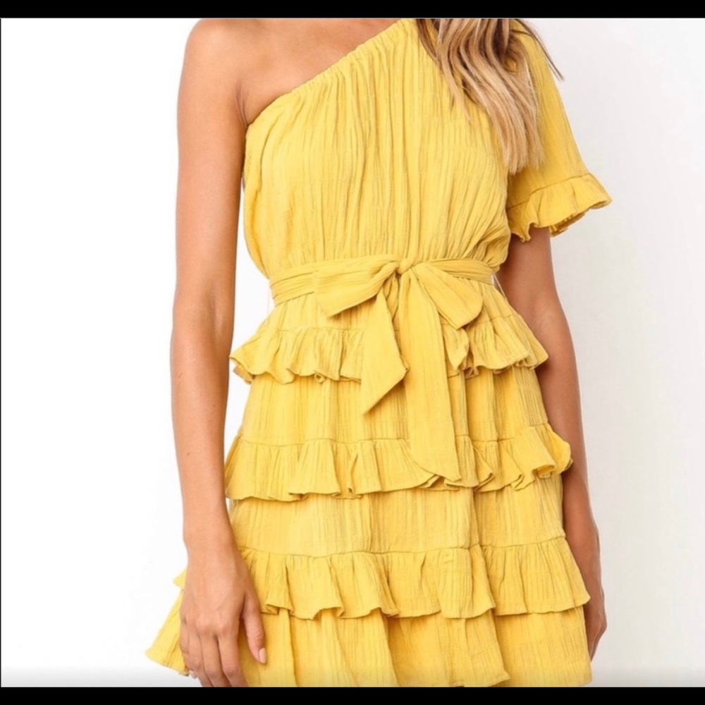 Tiered one shoulder ruffle dress